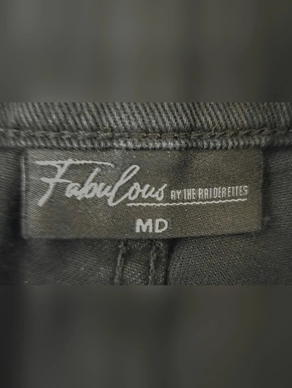 NWT FABULOUS BY THE RAIDERETTES DENIM STUDDED FRAYED SHORTS. - Picture 10 of 10